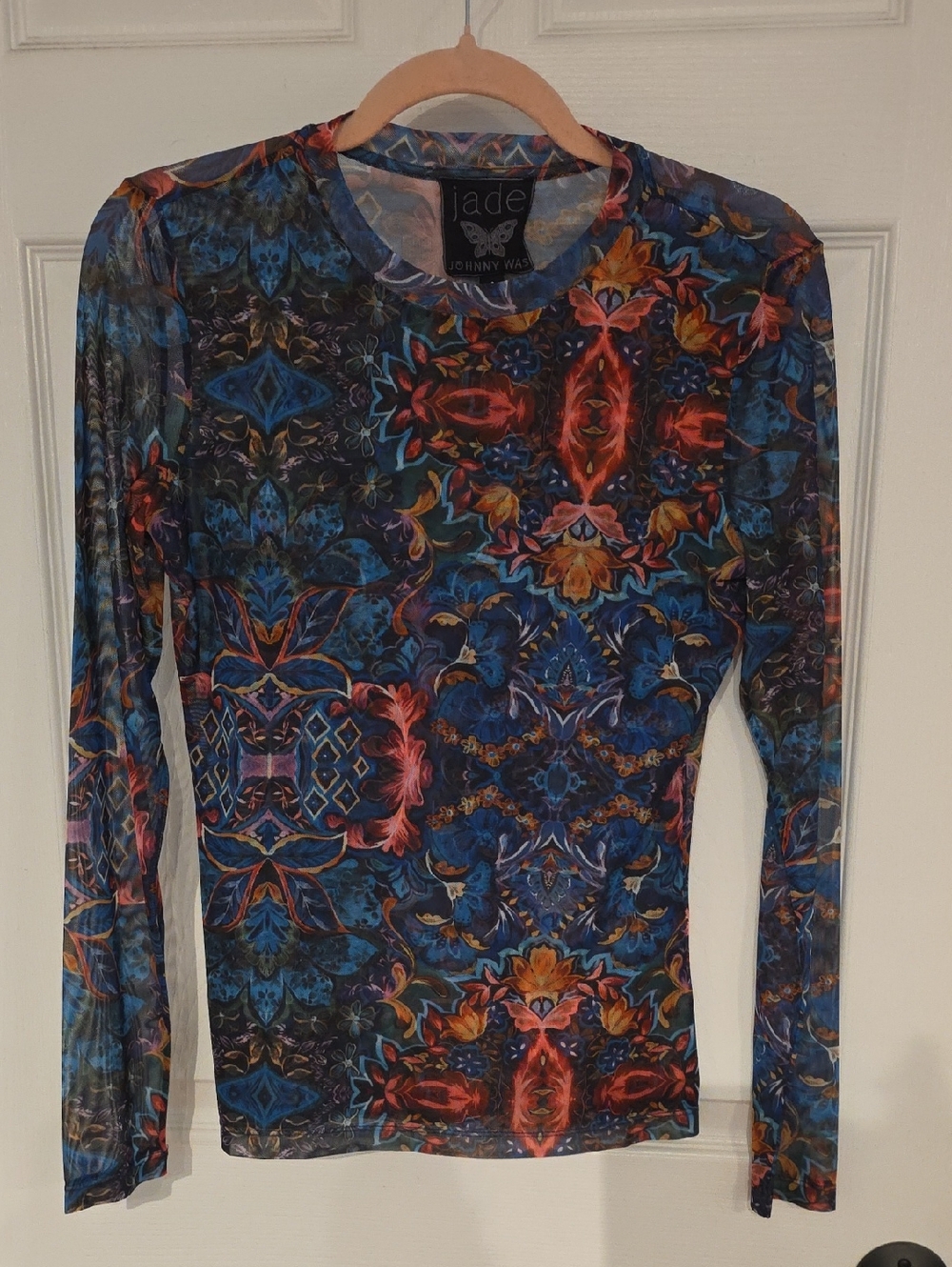 Johnny Was Natalie Long Sleeve Mesh Tee S